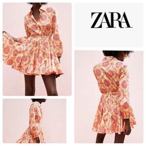 Zara | Sun Medallion Pleated Shirt Dress